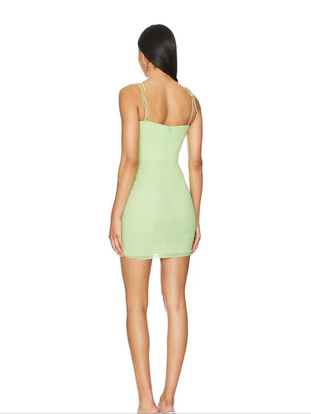 Amanda Uprichard Pear Green Tie-Strap Floral Detail Mini Dress Size Small NWT - Picture 3 of 4